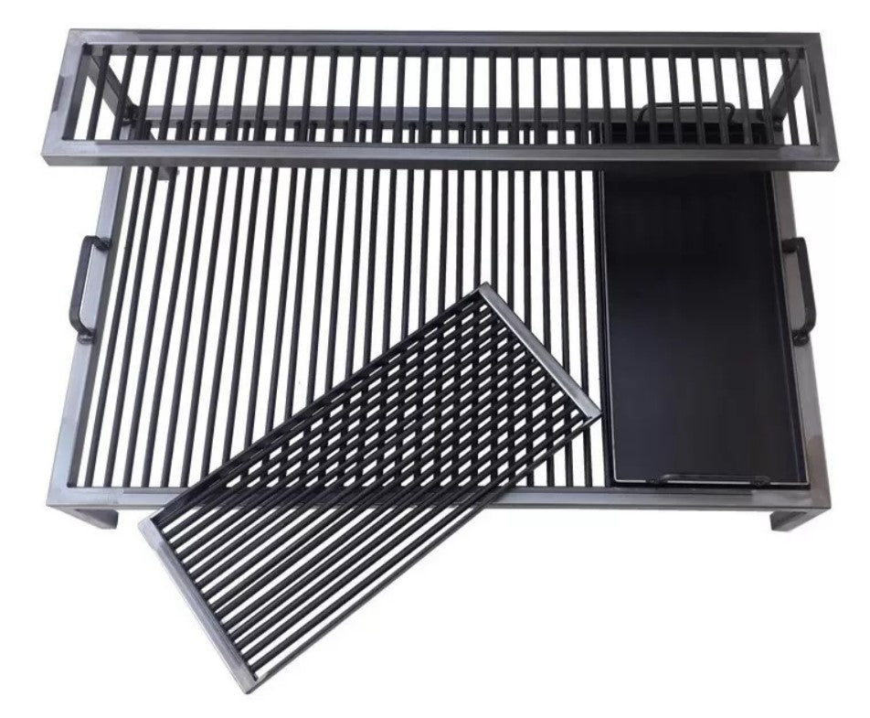10mm Iron Grill with 2 Levels and Griddle - Argentine Barbecue - Iron Grill