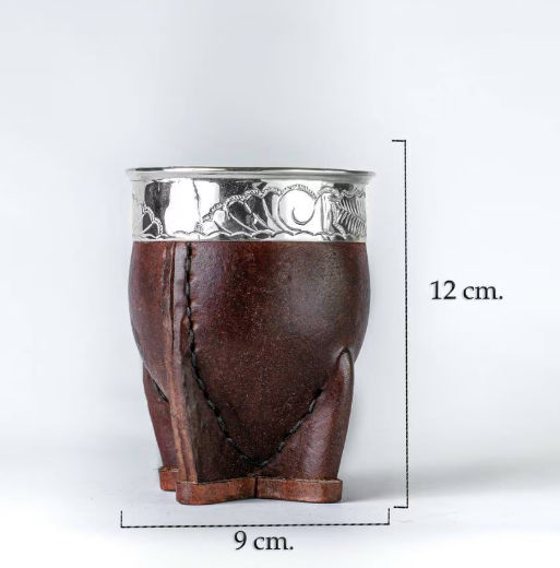 Argentinian Mate Cup: Imperial Style in Chiseled Alpaca & Black Leather