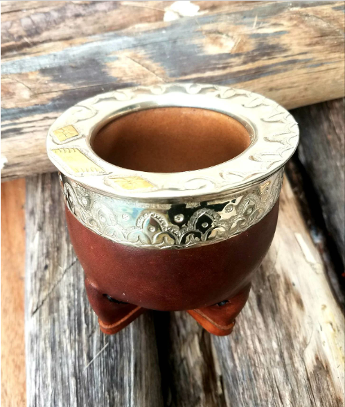 Mate Gourd Imperial Brown or Black Ceramic | Alpaca and Ceramic Mate Brown or Black| Yerba Mate Gourd | Leather Mate | Alpaca Mate