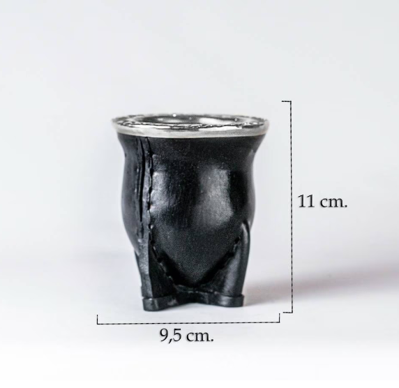 Argentinian Mate Cup: Camionero Style in Chiseled Alpaca & Black Leather