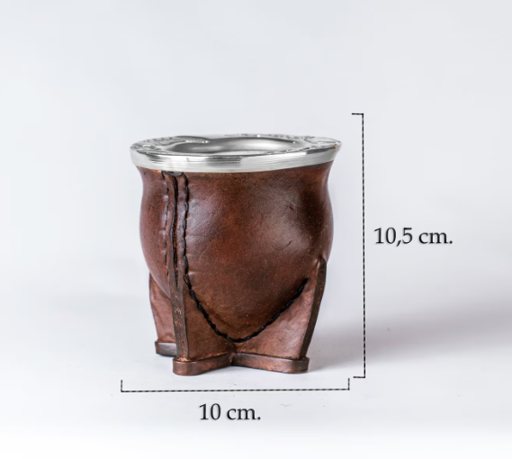 Argentinian Mate Cup: Camionero Style in Chiseled Alpaca & Black Leather