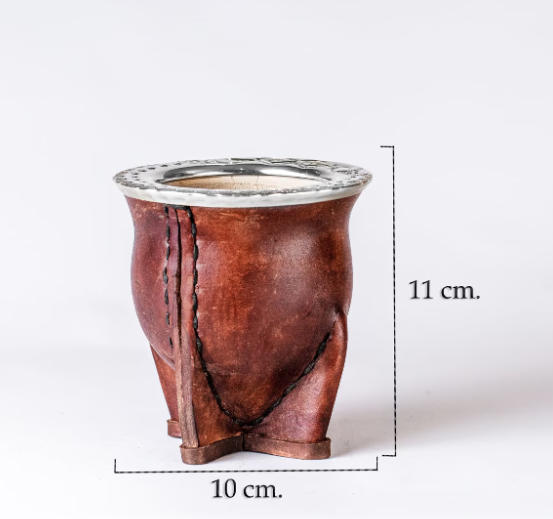 Argentinian Mate Cup: Camionero Style in Chiseled Alpaca & Black Leather