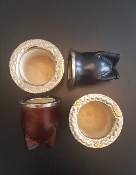 Argentinian Mate Cup: Camionero Style in Chiseled Alpaca & Black Leather