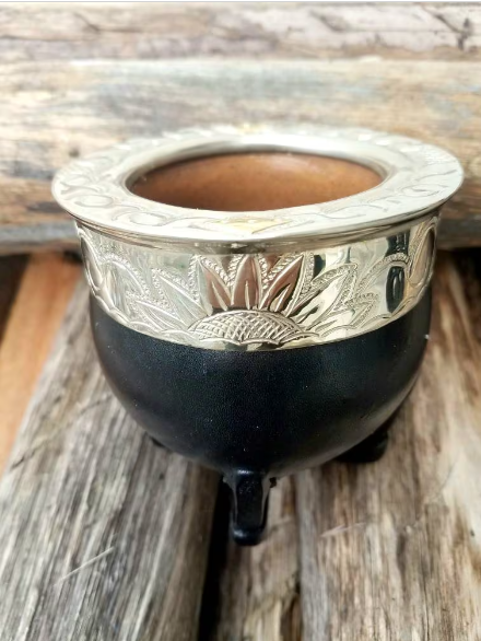 Mate Gourd Imperial Brown or Black Ceramic | Alpaca and Ceramic Mate Brown or Black| Yerba Mate Gourd | Leather Mate | Alpaca Mate