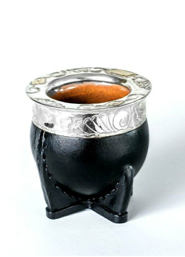 Mate Gourd Imperial Brown or Black Ceramic | Alpaca and Ceramic Mate Brown or Black| Yerba Mate Gourd | Leather Mate | Alpaca Mate
