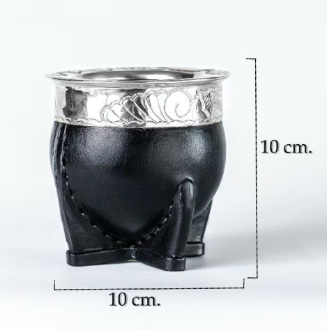 Mate Gourd Imperial Brown or Black Ceramic | Alpaca and Ceramic Mate Brown or Black| Yerba Mate Gourd | Leather Mate | Alpaca Mate