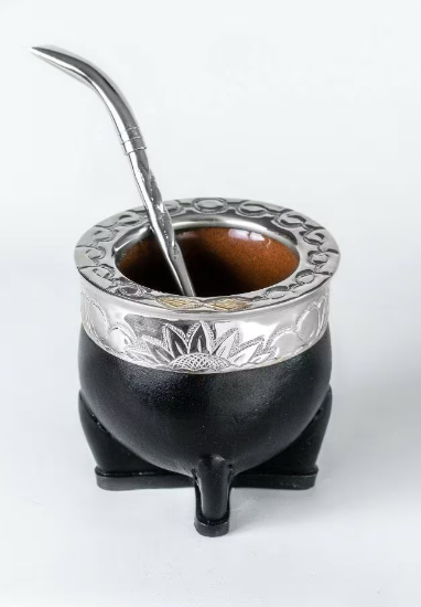 Mate Gourd Imperial Brown or Black Ceramic | Alpaca and Ceramic Mate Brown or Black| Yerba Mate Gourd | Leather Mate | Alpaca Mate