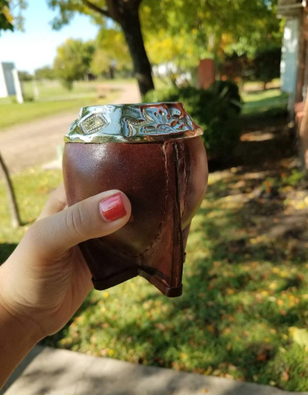 Mate Gourd Torpedo | Gourd and Leather Mate Brown or Black - Chiseled Alpaca Mate