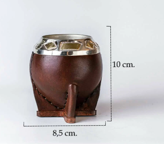 Mate Gourd Torpedo | Gourd and Leather Mate Brown or Black | Leather and Alpaca Mate | Chiseled Torpedo in Alpaca