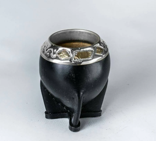 Mate Gourd Torpedo | Gourd and Leather Mate Brown or Black | Leather and Alpaca Mate | Chiseled Torpedo in Alpaca