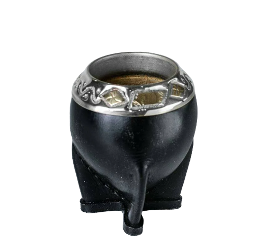 Mate Gourd Torpedo | Gourd and Leather Mate Brown or Black - Chiseled Alpaca Mate