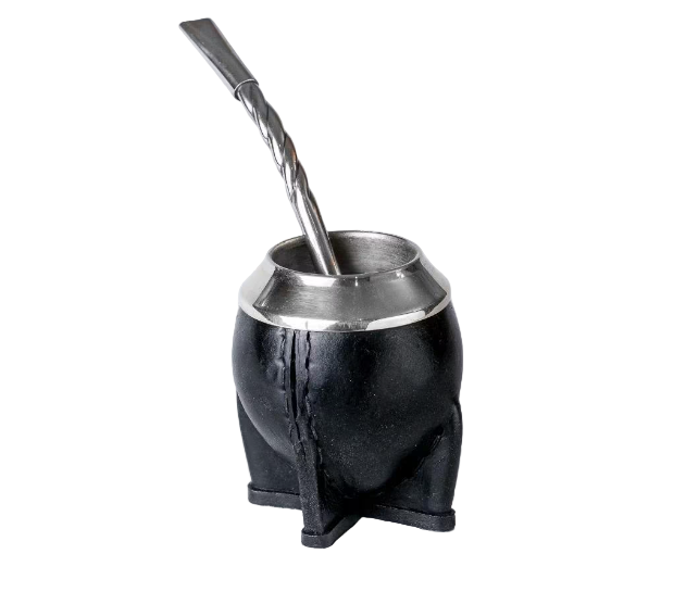 Mate Gourd Torpedo Alpaca and Leather in Brown or Black - Yerba Mate Gourd