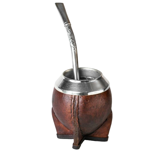 Mate Gourd Torpedo Alpaca and Leather in Brown or Black - Yerba Mate Gourd