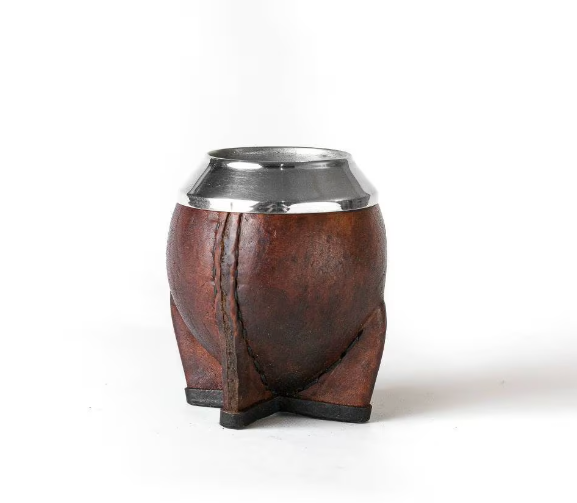 Mate Gourd Torpedo Alpaca and Leather in Brown or Black - Yerba Mate Gourd