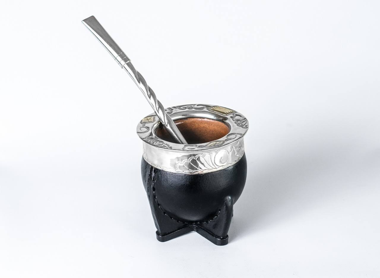 Mate Gourd Imperial Black or Brown Ceramic | Alpaca and Ceramic Mate Black or Brown | Yerba Mate Gourd | Leather Mate | Alpaca Mate