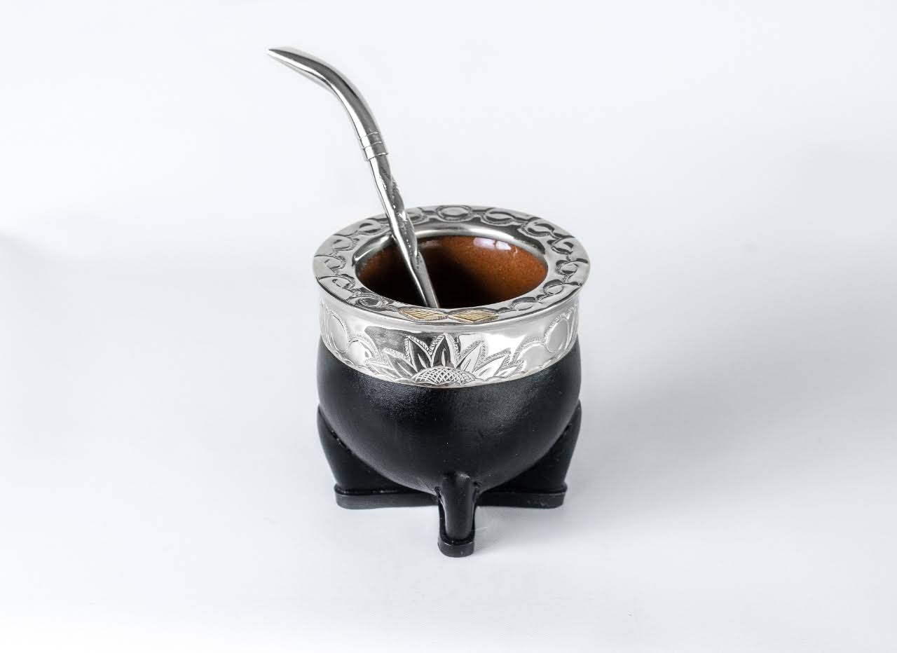 Mate Gourd Imperial Black or Brown Ceramic | Alpaca and Ceramic Mate Black or Brown | Yerba Mate Gourd | Leather Mate | Alpaca Mate