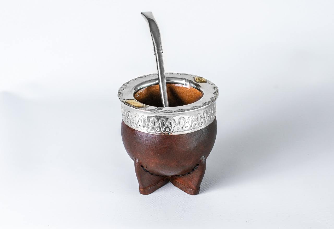 Mate Gourd Imperial Black or Brown Ceramic | Alpaca and Ceramic Mate Black or Brown | Yerba Mate Gourd | Leather Mate | Alpaca Mate