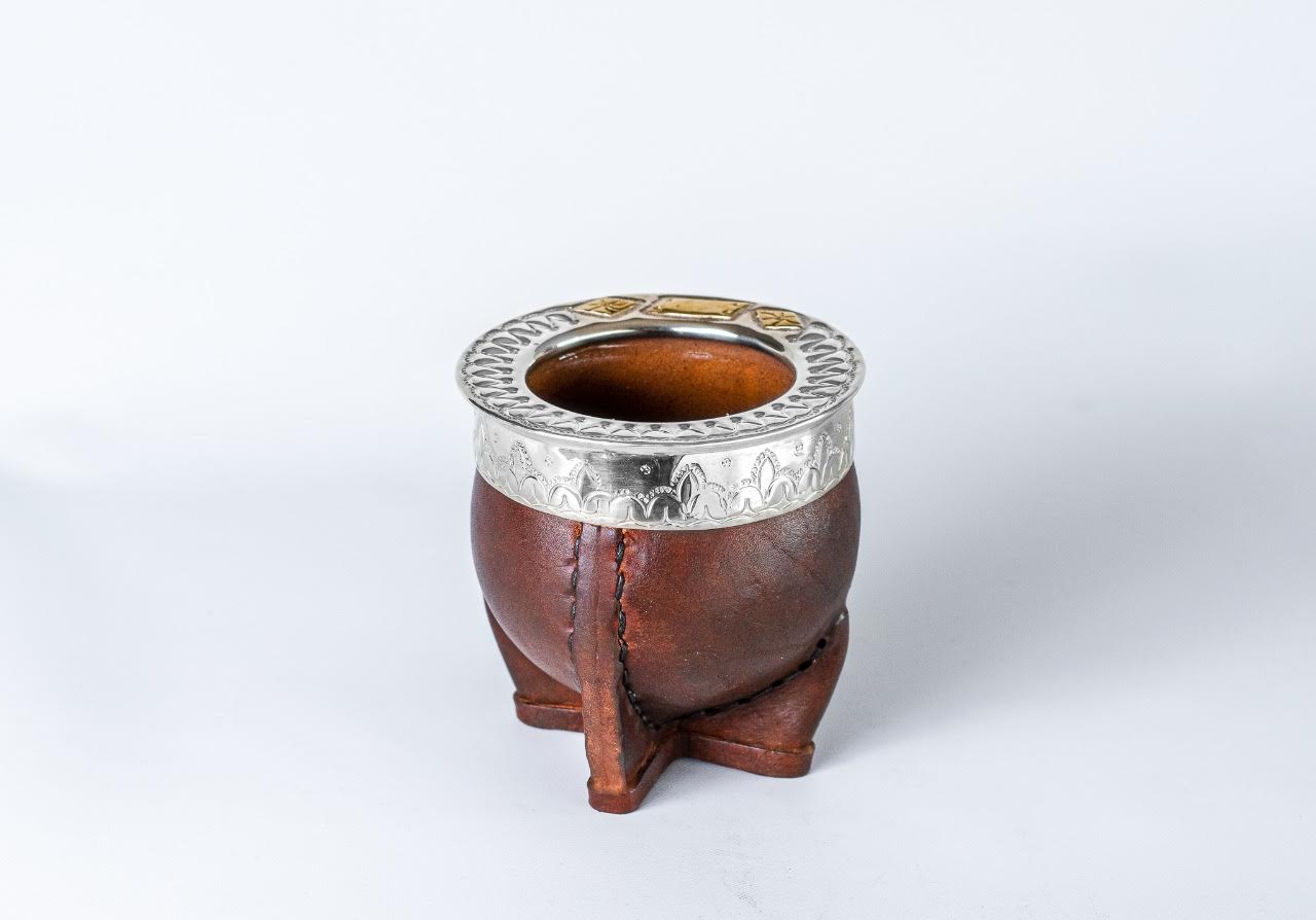 Mate Gourd Imperial Black or Brown Ceramic | Alpaca and Ceramic Mate Black or Brown | Yerba Mate Gourd | Leather Mate | Alpaca Mate