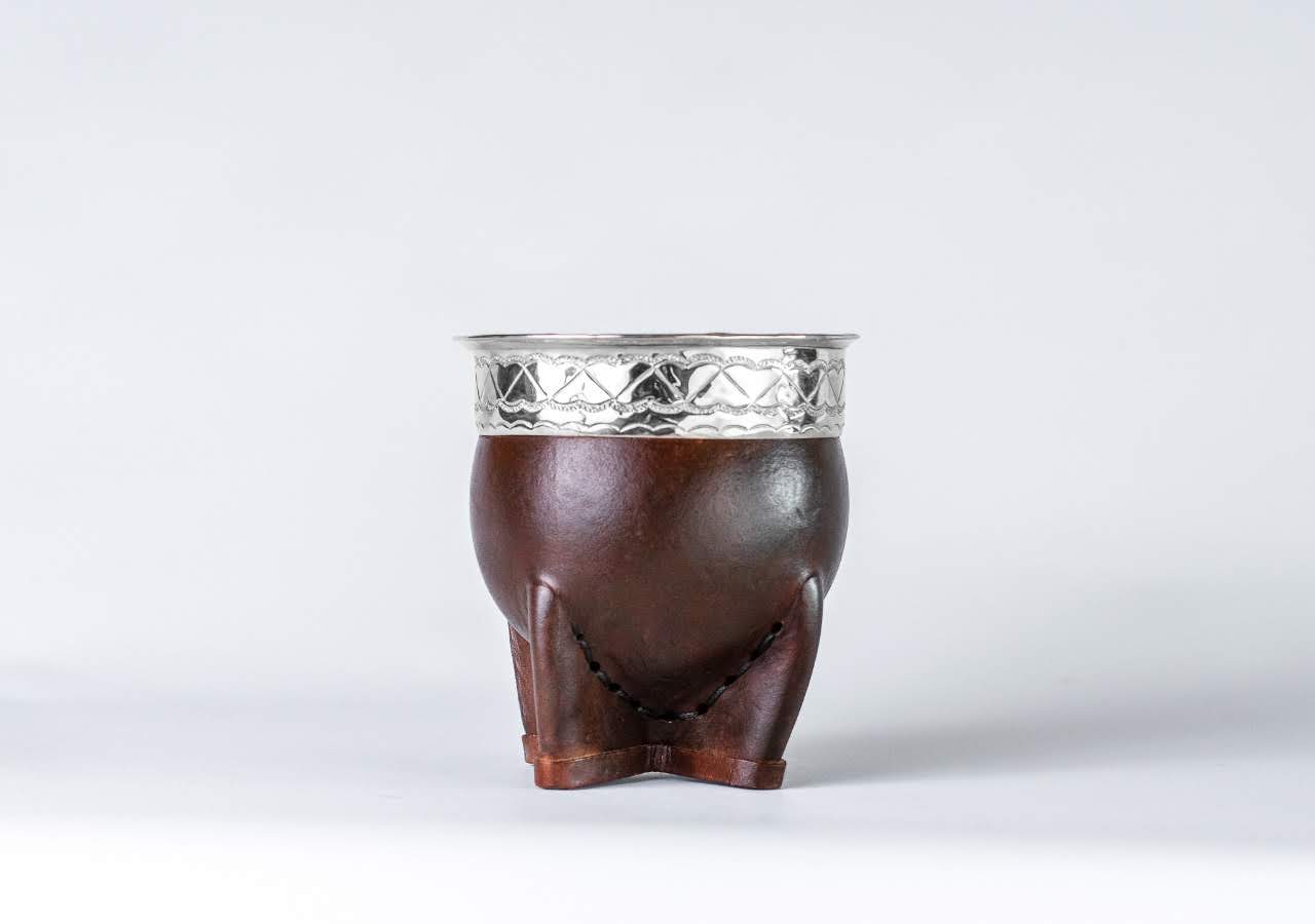 Mate Gourd Imperial Black or Brown Ceramic | Alpaca and Ceramic Mate Black or Brown | Yerba Mate Gourd | Leather Mate | Alpaca Mate