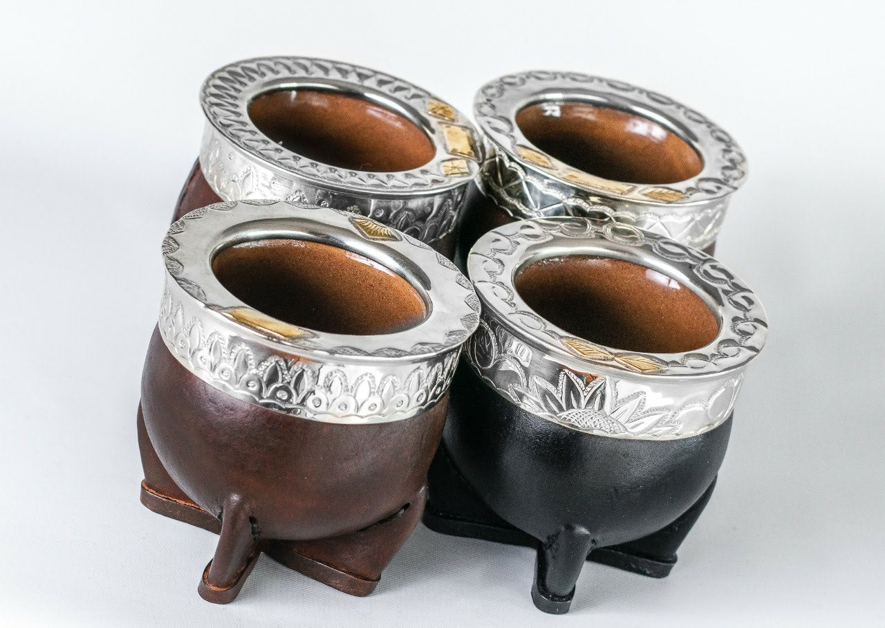 Mate Gourd Imperial Black or Brown Ceramic | Alpaca and Ceramic Mate Black or Brown | Yerba Mate Gourd | Leather Mate | Alpaca Mate