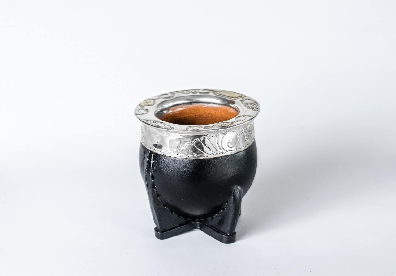 Mate Gourd Imperial Black or Brown Ceramic | Alpaca and Ceramic Mate Black or Brown | Yerba Mate Gourd | Leather Mate | Alpaca Mate