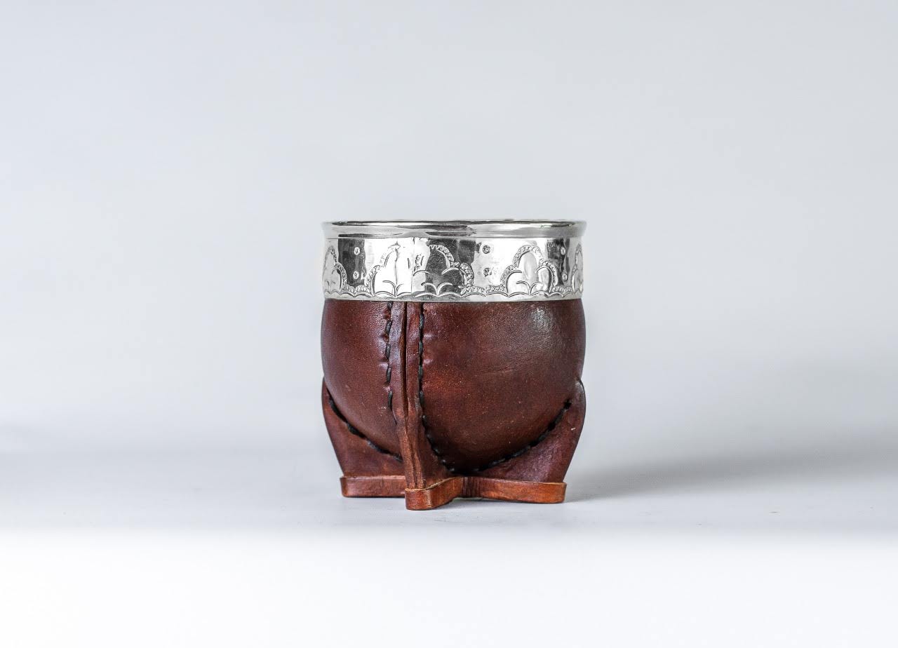 Mate Gourd Imperial Black or Brown Ceramic | Alpaca and Ceramic Mate Black or Brown | Yerba Mate Gourd | Leather Mate | Alpaca Mate