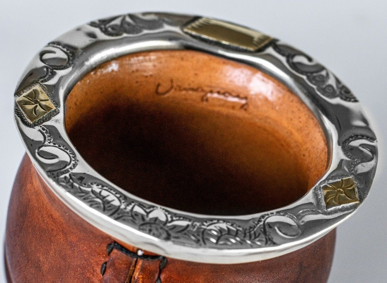 Mate Gourd Imperial Black or Brown Ceramic | Alpaca and Ceramic Mate Black or Brown | Yerba Mate Gourd | Leather Mate | Alpaca Mate