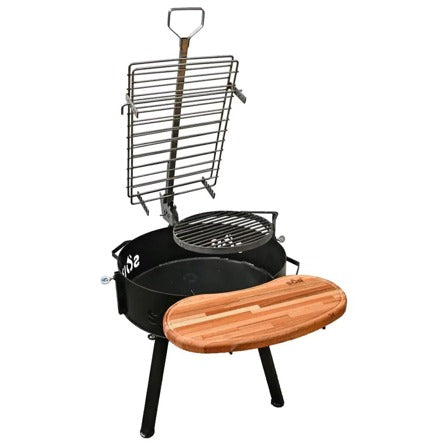Fire pit with legs with skewer holder 24 x 16 in + Cutting Board + Round Grill