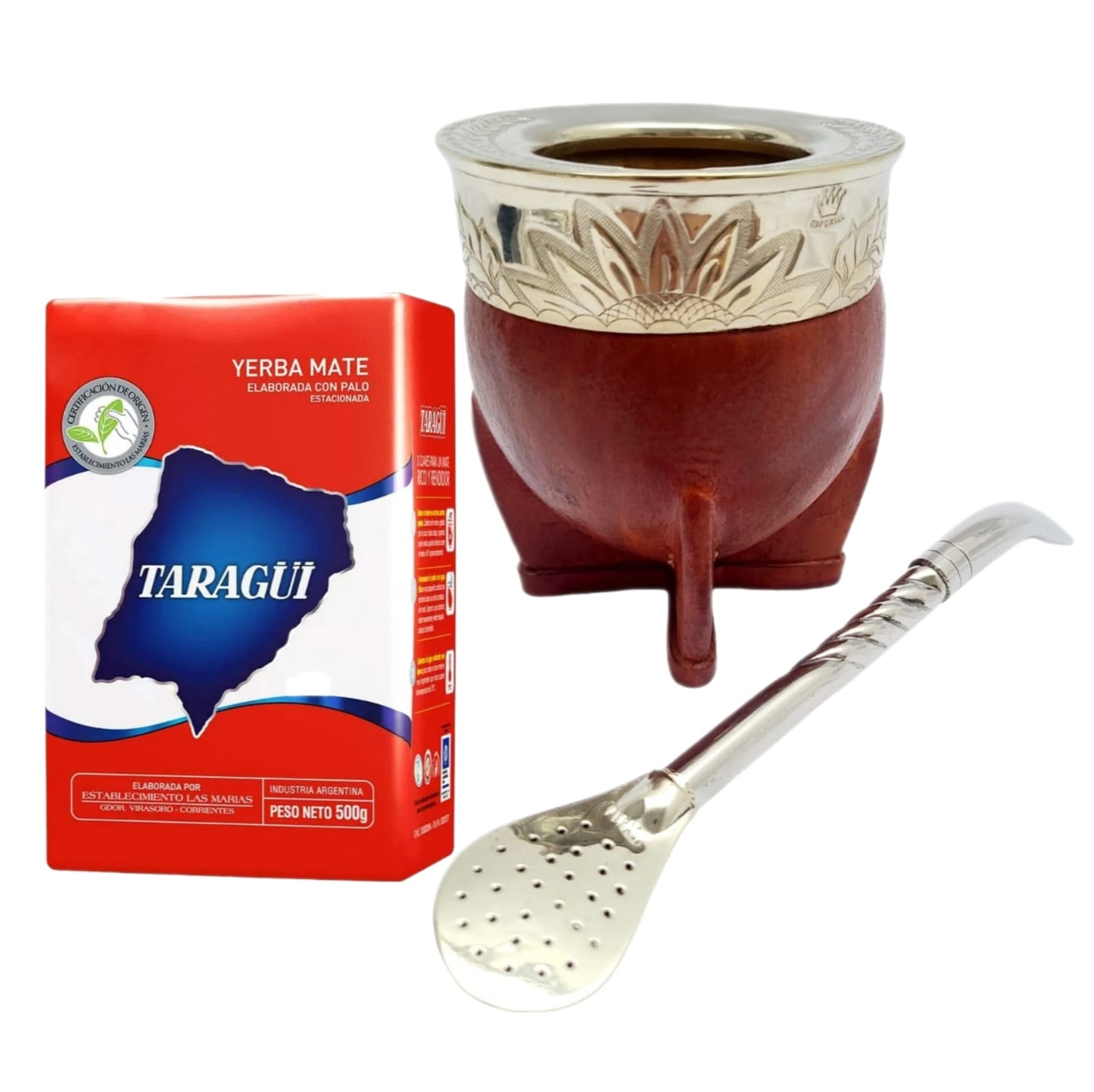 Premium Mate Gourd Imperial + Straw + FREE YERBA 500gr | Gourd and alpaca Mate