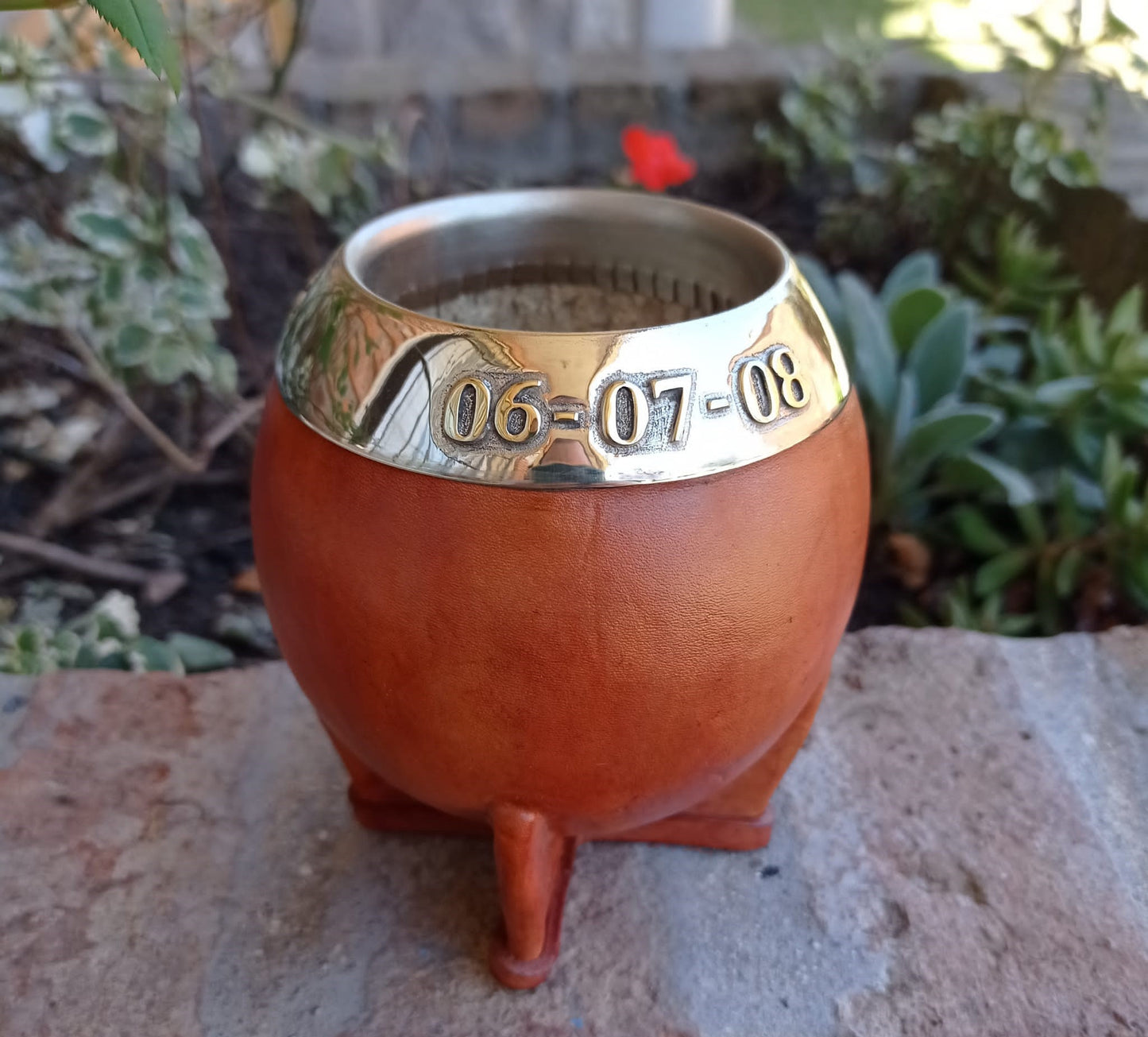 MESSI's Mate + Straw | Personalized Gourd and leather Mate with Bronce details | Customer Gourd Mate | German Silver and Bronze, Soccer