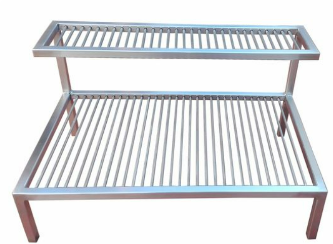 Argentine 2 Levels Stainless Steel Grill | V-Shaped Bars | With Optional Iron Griddle