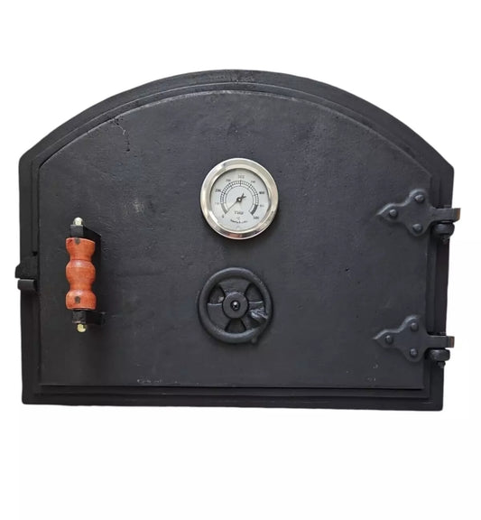 Pizza Oven Door Cast Iron with Thermometer | Wood Fired