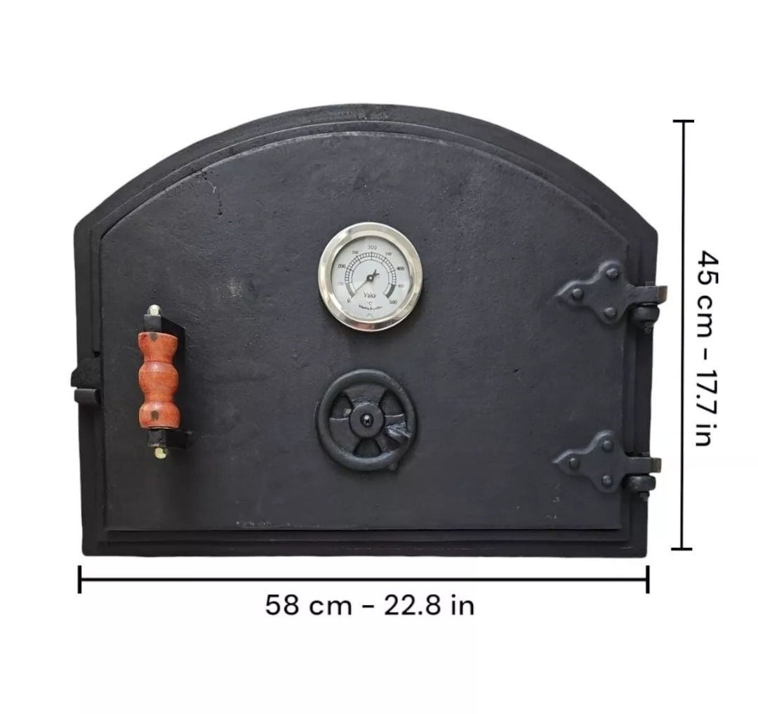 Pizza Oven Door Cast Iron with Thermometer | Wood Fired