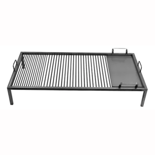 Heavy-Duty Iron Grill with Warming Rack & Interchangeable Plate | Argentine BBQ Grill | With or Without BBQ Kit