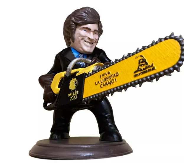 Javier Milei Collectibles 10'' 3D Printed Action Figure with Chainsaw - Bobblehead for MILEI Supporters and Patriotic Argentinians