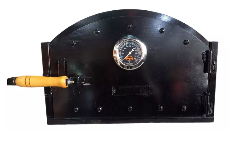 Door for Wood-Fired Oven | Made of Sheet Metal | With Clock and Viewer