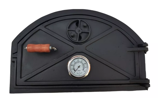 Rectified Iron Door for Wood-Fired Oven | Argentine Oven Door | With Temperature Gauge