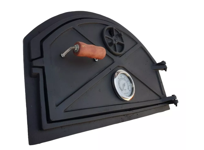 Rectified Iron Door for Wood-Fired Oven | Argentine Oven Door | With Temperature Gauge