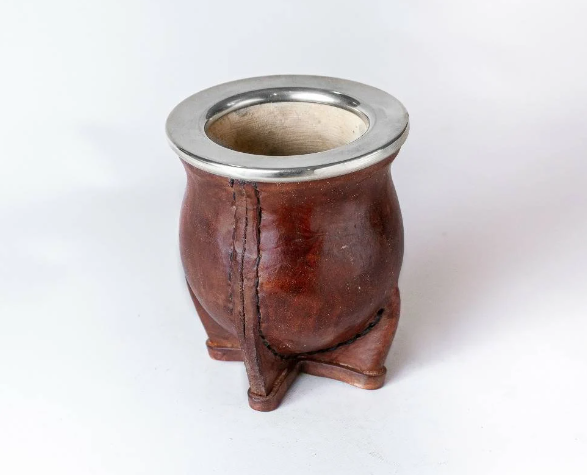 Mate Gourd Camionero | Black and Brown Leather Mate Gourd | Black and Brown Camionero Mate Gourd | Leather Mate | Yerba Mate Cup