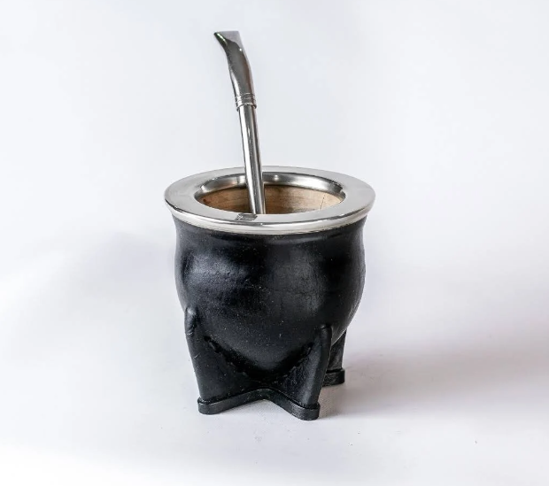 Mate Gourd Camionero | Black and Brown Leather Mate Gourd | Black and Brown Camionero Mate Gourd | Leather Mate | Yerba Mate Cup