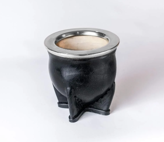 Mate Gourd Camionero | Black and Brown Leather Mate Gourd | Black and Brown Camionero Mate Gourd | Leather Mate | Yerba Mate Cup