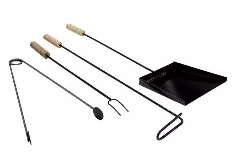 Complete 5-Piece Grill Set | Spatula, Tongs, Poker, and Grill Fork | With Board | BBQ Kit