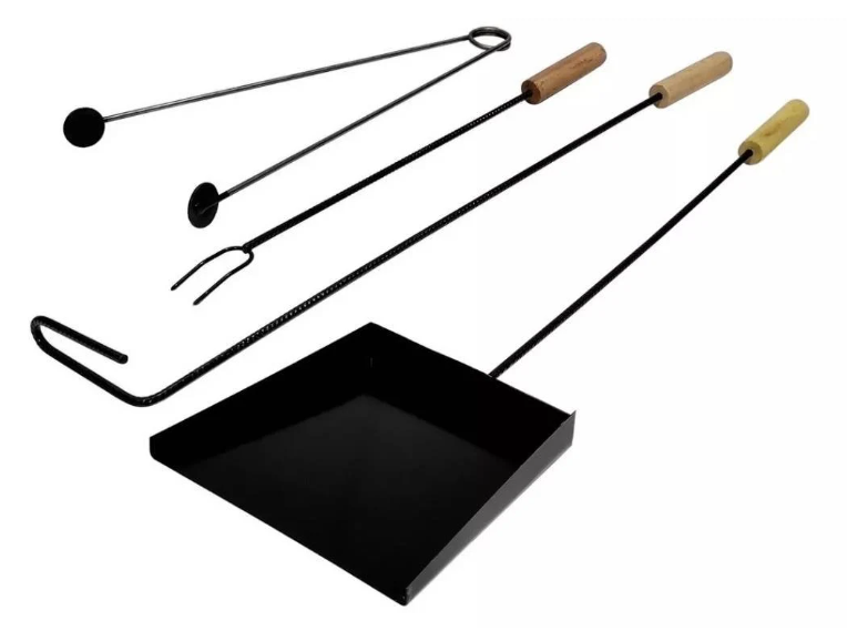 Complete 5-Piece Grill Set | Spatula, Tongs, Poker, and Grill Fork | With Board | BBQ Kit