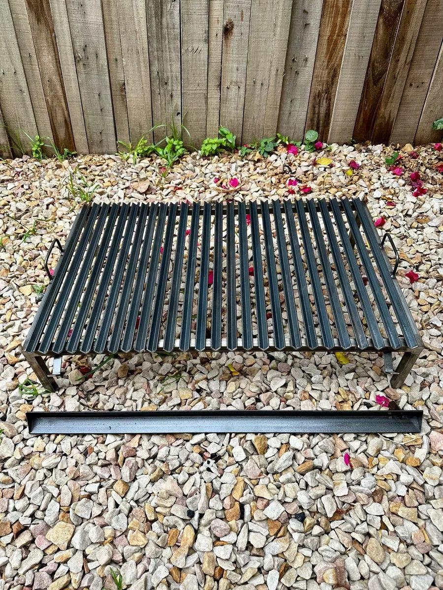 V-Shaped Argentine Grill with Removable Legs | Adjustable Parrilla with Drip Tray | Optional BBQ Kit