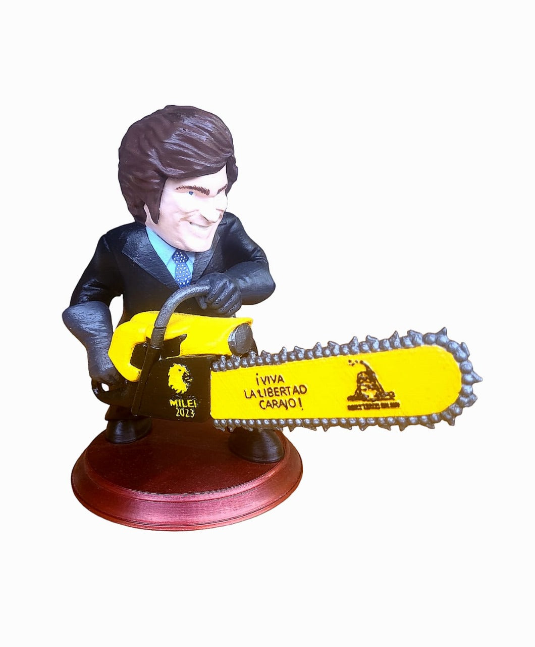 Javier Milei Collectibles 10'' 3D Printed Action Figure with Chainsaw - Bobblehead for MILEI Supporters and Patriotic Argentinians