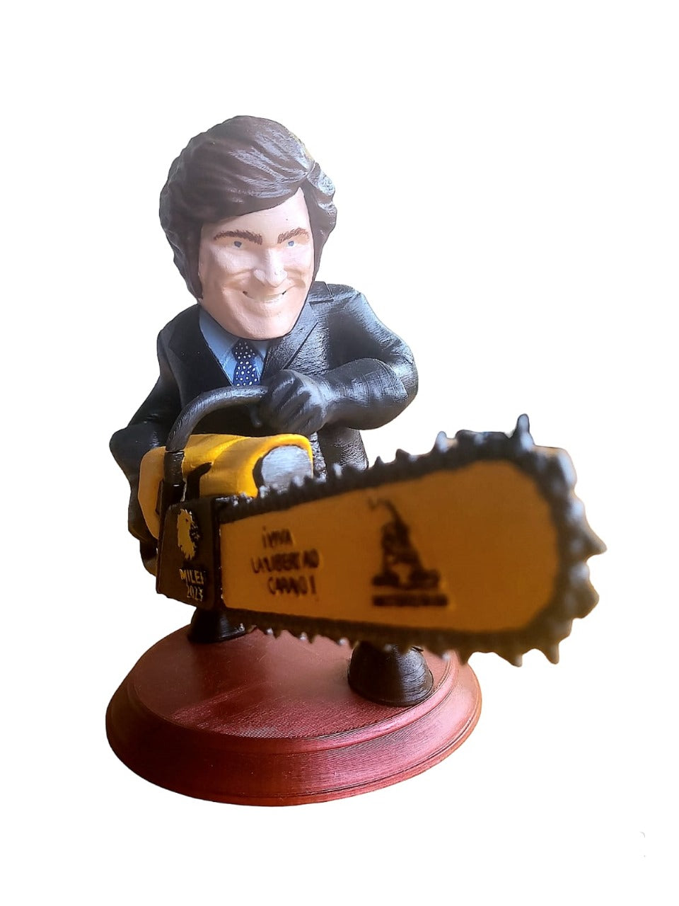 Javier Milei Collectibles 10'' 3D Printed Action Figure with Chainsaw - Bobblehead for MILEI Supporters and Patriotic Argentinians