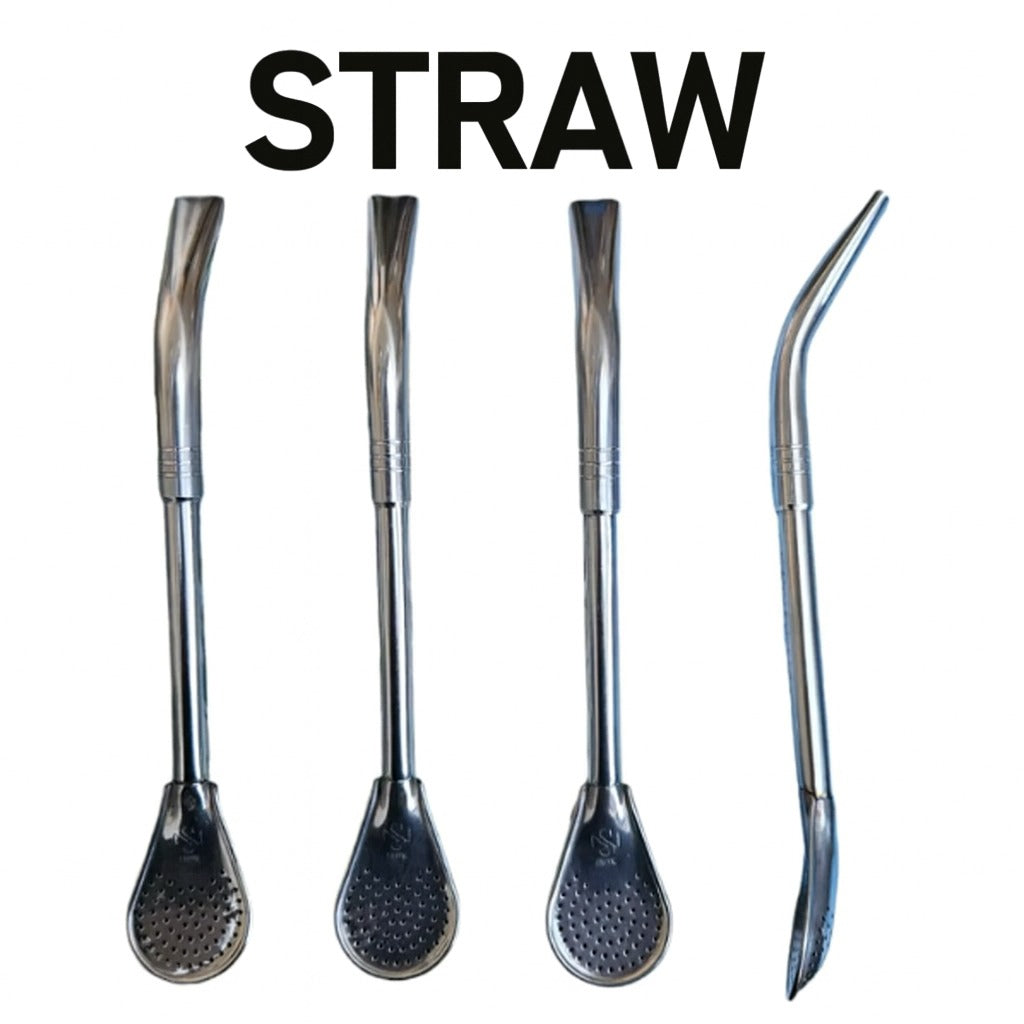 Mate Gourd: Imperial Style in Chiseled Alpaca & Light Brown Leather + Straw + FREE YERBA 500gr