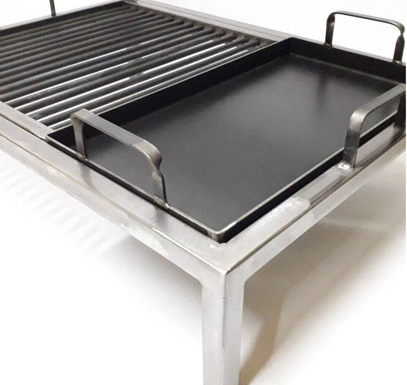 10mm Iron Grill with 2 Levels and Griddle - Argentine Barbecue - Iron Grill