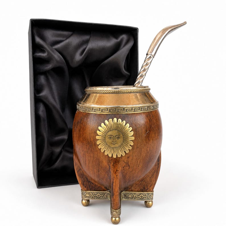 Torpedo mate gourd cup with brass sun emblem
